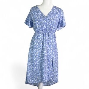 Sienna Sky Floral Boho Midi Dress XS Light Blue Cottagecore Spring Brunch Vacati